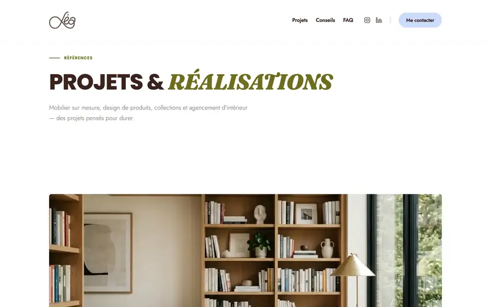 Page Projets de leajulieninterieurs.fr, une grille de chantiers photographiés